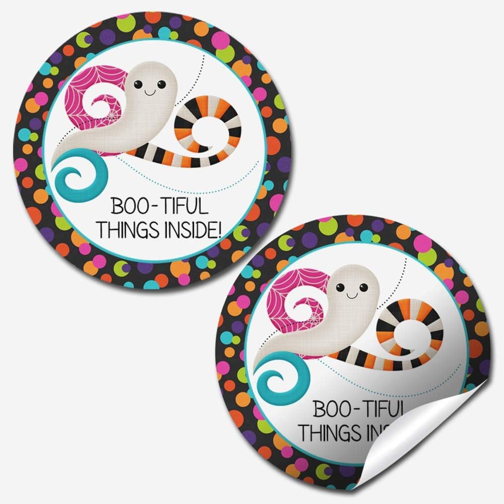 Ghost Thank You Stickers, Halloween Thank You Stickers, 60 Pack 1.5 Inch Round Customer Appreciation Labels for Small Business Orders, Boxes, Bags & Envelopes by Amanda Creation, Ghost Theme