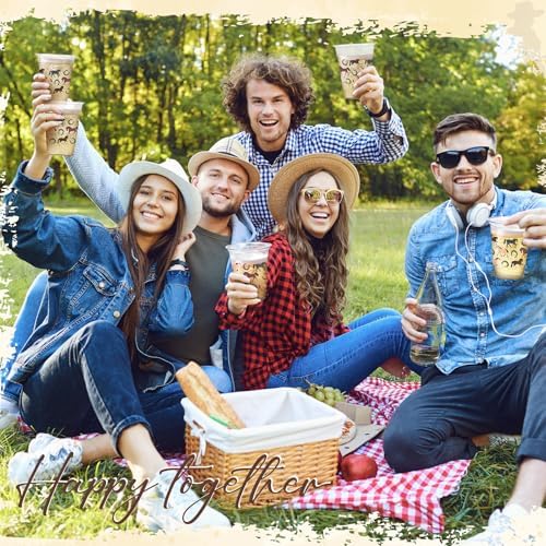 Funnymoom 60 Pack Western Horse Cups 12 oz Horse Racing Theme Disposable Clear Plastic Drinking Cups Bulk for Western Cowboy First Rodeo Farm Themed Birthday Baby Shower Party Decorations Supplies