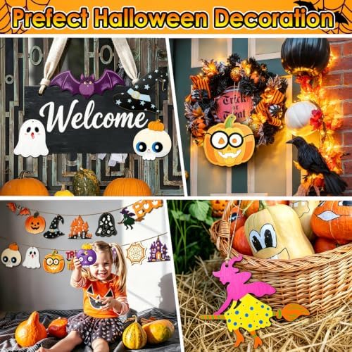 WOHOHOHO 45PCS 10 Designs Halloween Unfinished Paintable Blank with Tray