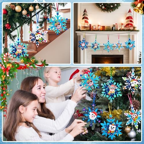 Ruicnte 24 Set Snowflake Ornament Crafts Bulk for Christmas Winter Activity