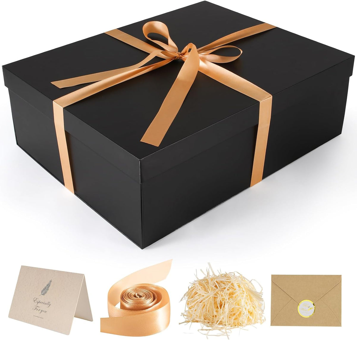 Gift Box, 16.5x13x5.5 inches Large Black Gift Boxes with Lids for Presents