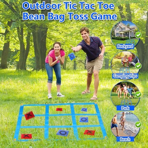 CWLAKON Outdoor Giant Tic Tac Toe Bean Bag Toss Games for Kids Adults Family, Large Outside Lawn Yard Backyard Carnival Field Day Game, Birthday Party Family Reunion Games Playground Fitness Equipment