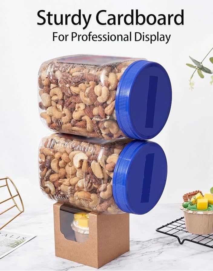 Happyhiram 100 Pack Brown Kraft Single Cupcake Boxes with Inserts & Window