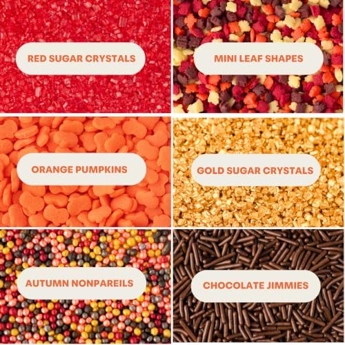 Sweets Indeed Fall Sprinkles 6 Cell Jar, Sugar, Jimmies & Shapes, 6.45 oz