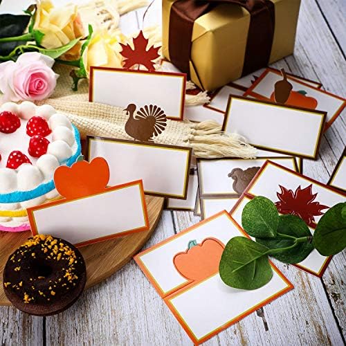 Outus 25 Pcs Thanksgiving Place Cards 4 x 2 Inch Fall Table Name Cards