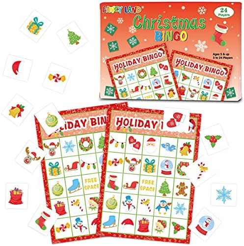 Fancy Land Christmas Bingo Game for Kids 24 Players Holiday Party Supplies