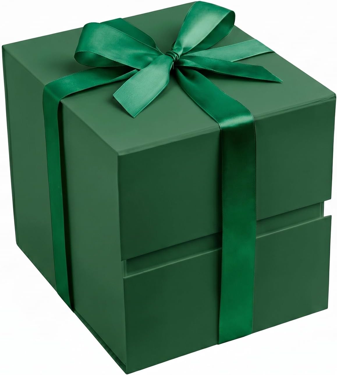 LIFELUM Dark Green Gift Box for Christmas with Magnetic Lid, 7"x7"x7"