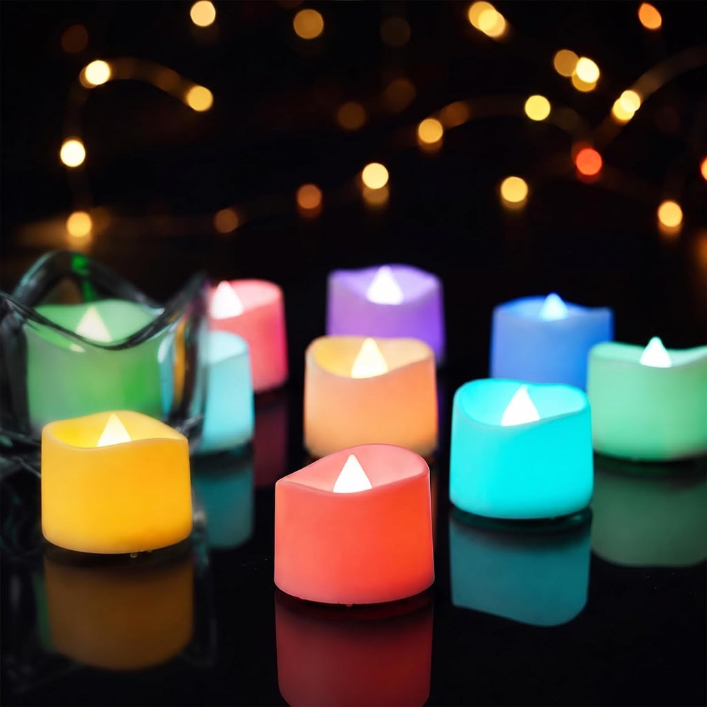 Homemory 50-Pack 7-Color Changing Flameless Tea Light Candles, 200+ Hours