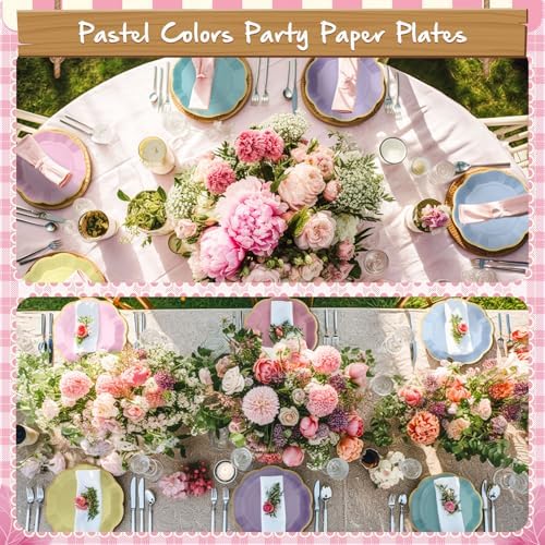 72 Pcs Pastel Paper Plates 9 Inch Disposable