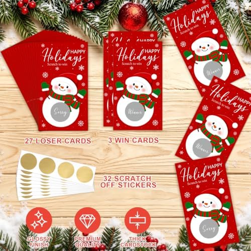 Christmas Scratch Off Cards, Fun Holiday Scratch Off Cards for Party, Christmas Lottery Tickets for Family Activities, Raffle Prize Card
