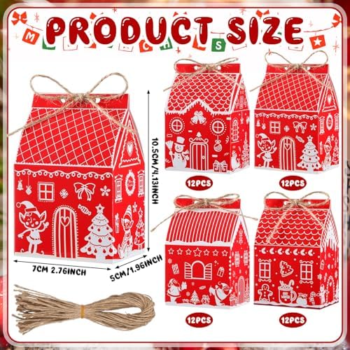 Zhanmai 48 Pcs Red Christmas Treat Boxes, Candy Containers