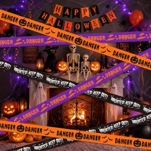SWRT 3 Pack Halloween Decorations Caution Tape, 3 in x 30 Ft (Total 90 Ft)