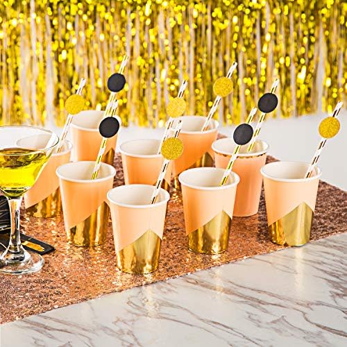 MOWO Gold Glitter and Black Confetti Circle Table Decoration, 1.2", 200pc