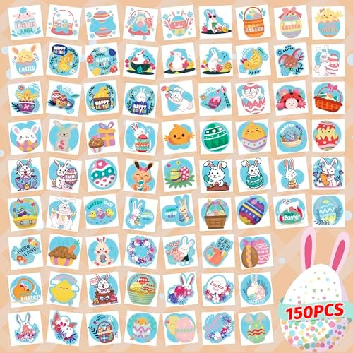 Easter Basket Stuffers -150PCS Easter Tattoos for Kids | Easter Egg Fillers Stickers for Boys Girls, Easter Games Gifts Crafts Party Favors Accessories | Easter Basket Stuffers for Children