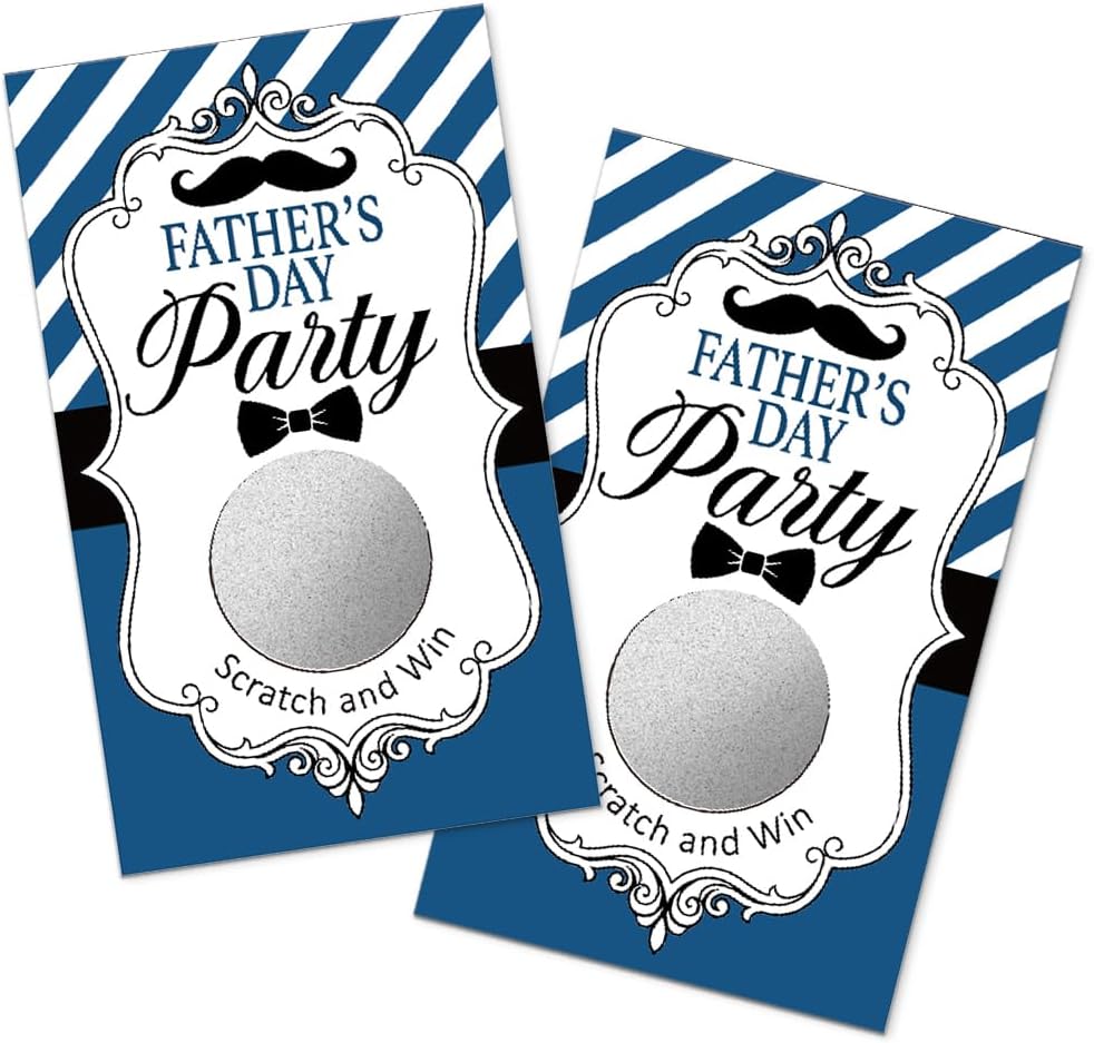 TOUNER 50Pcs Father's Day Party Scratch Off Game Cards, Father's Day Scratch Cards for Family Gathering Backyard BBQ Birthday Retirement Lottery Prize Raffle Tickets Favors Business Promotion