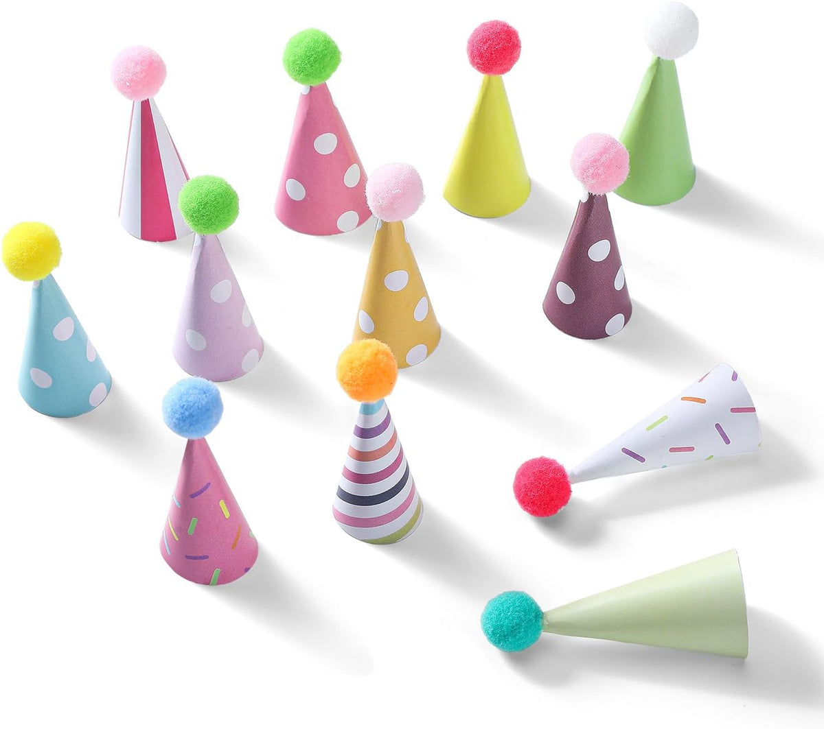 12 Pcs Mini Happy Birthday Hat Cupcake Toppers for Animal Figure