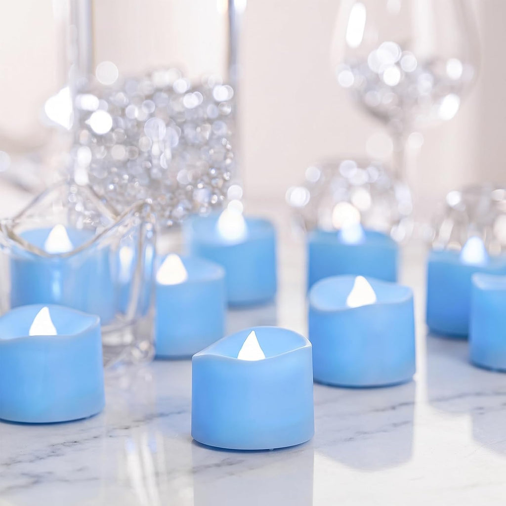 Homemory 50-Pack Light Blue Flameless Battery Tea Light Candles, 200+ Hours