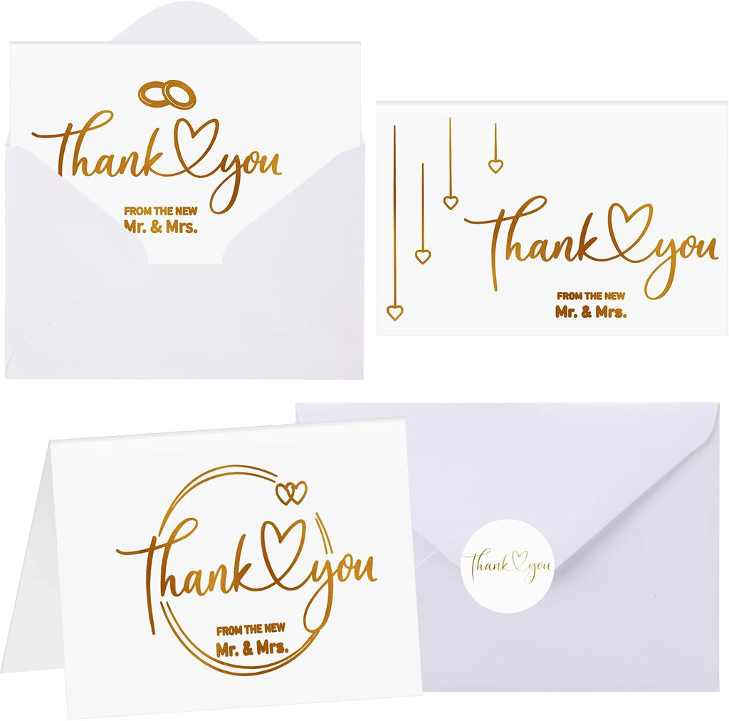 Eaasty 50 Sets Wedding Thank You Cards with Envelopes Stickers, 4x6 Inch
