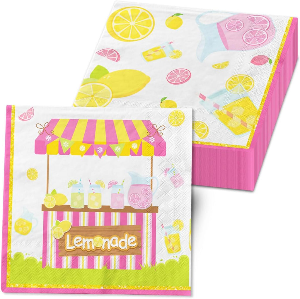 Lemonade Napkins, 40Pcs Lemonade Party Decorations Napkin Paper Lemon Napkins for Summer Fruit Lemon Themed Birthday Party Baby Shower Supplies