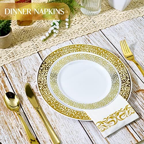Vplus 200 Pack Paper Napkins, Soft Disposable Dinner Napkins, 3 Ply, Gold