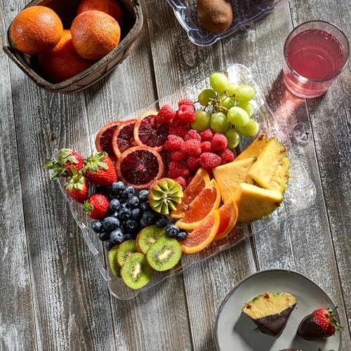 Plasticpro Plastic Serving Trays - Serving Platters Rectangle 9X13 Disposable Party Dish Includes 4 Trays