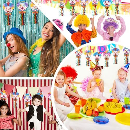 Fennoral 12 Pack Clown Craft Kit for Kids Make You Own Carnival Circus Poke in Art Craft Kits DIY Carnival Creative Activity Birthday Party Decoration