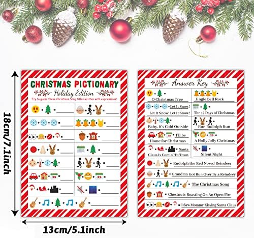 chiazllta Christmas Party Games, Song Guessing Sing Me a Picture Xmas Themed Party Holiday Activity for Adults Groups Coworkers, 30 Players