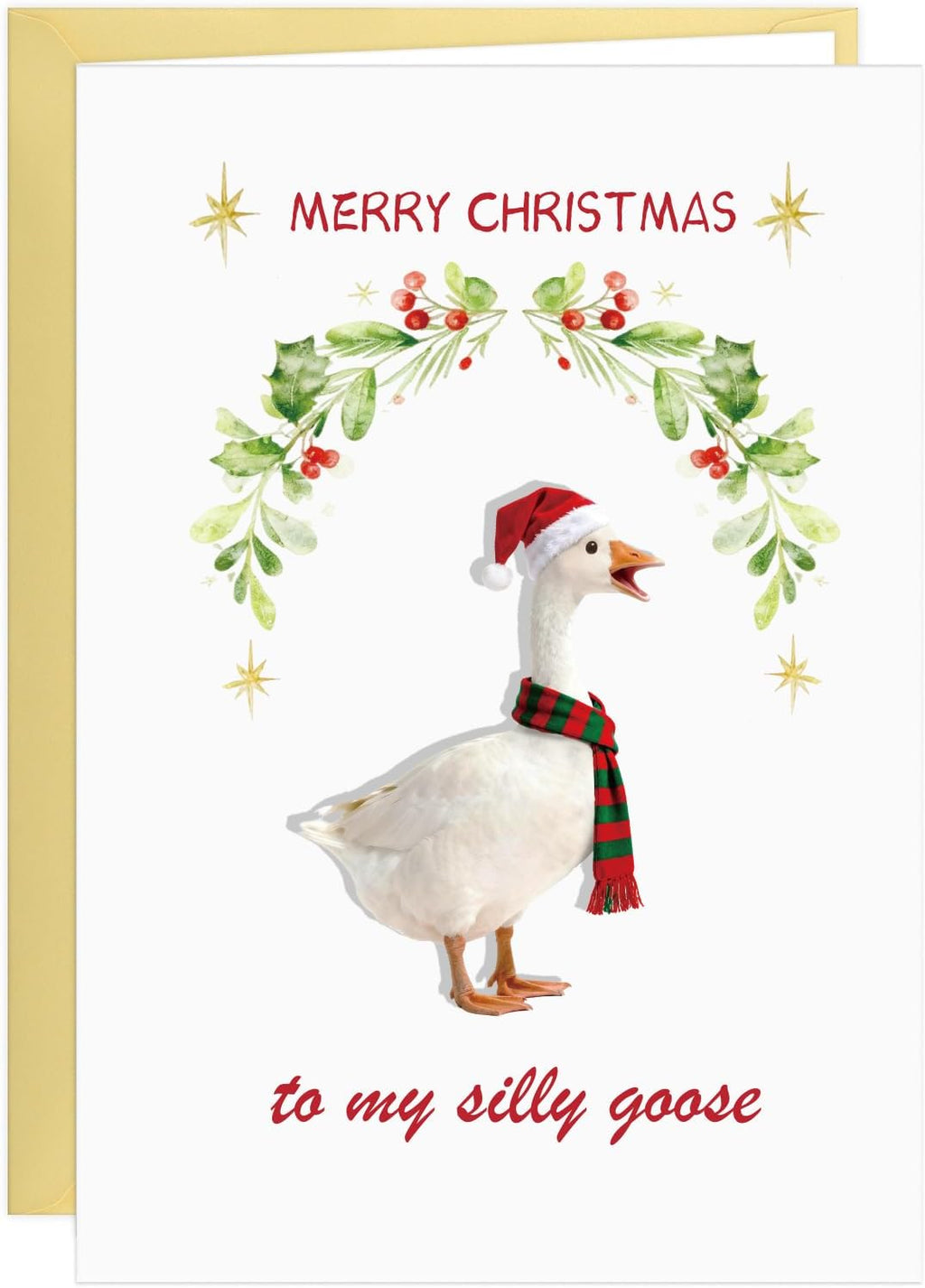 D4DREAM Silly Goose Funny Christmas Card for Couple Husband Wife
