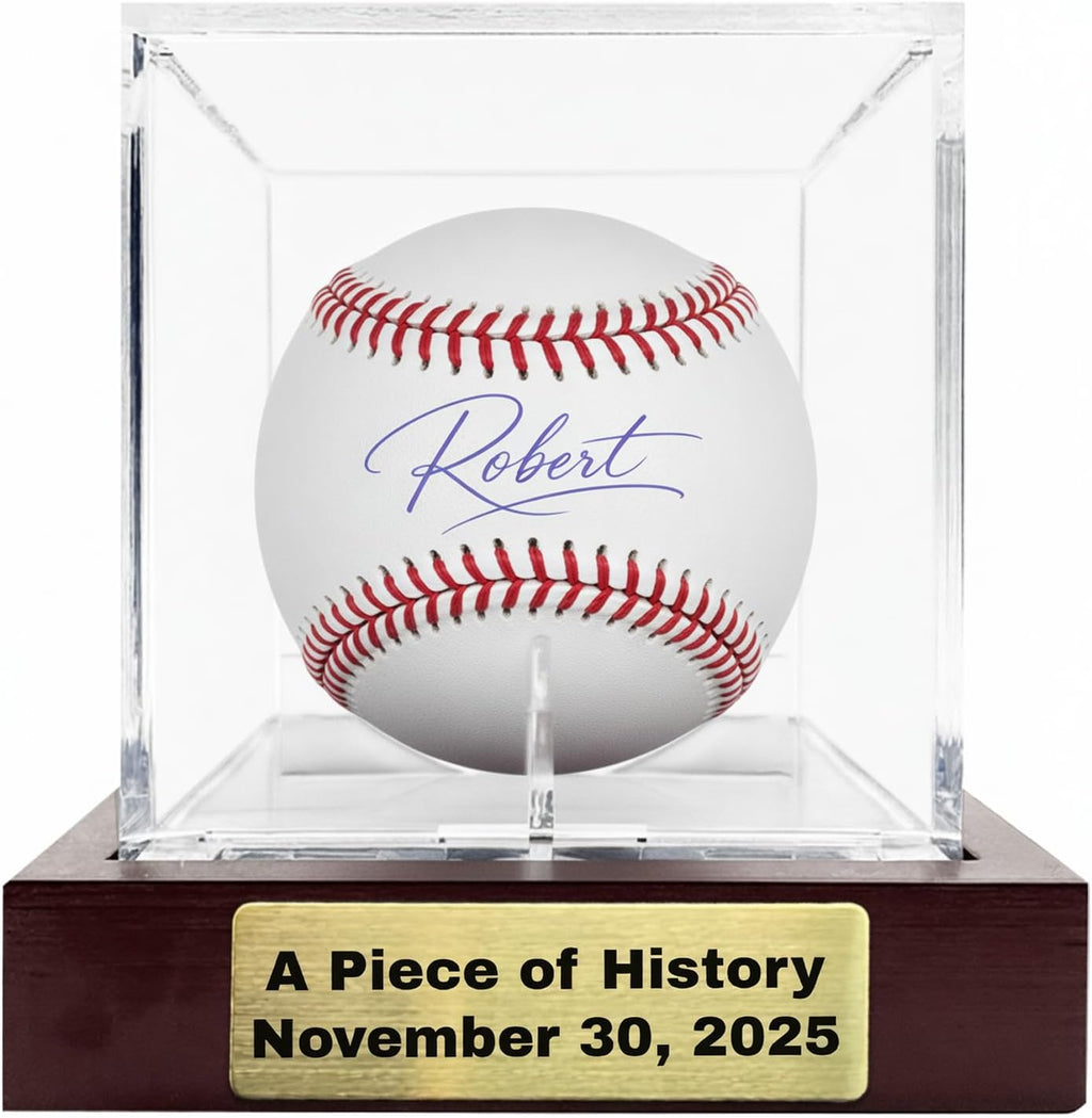 Colingmill Red Heart Baseball Dad Gifts Picture Frame and Baseball Display Case Set Ball and Card Holder for Dad Husband Boyfriend Home Office Table Decoration