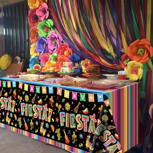 4 Pack Cinco De Mayo Printed Fiesta Mexican Table Cover Fiesta Party Tablecloth Taco Night Table Cloth Mexican Themed Tablecloth Mexico Party Supplies 86 x 51 in (220 x 130cm)