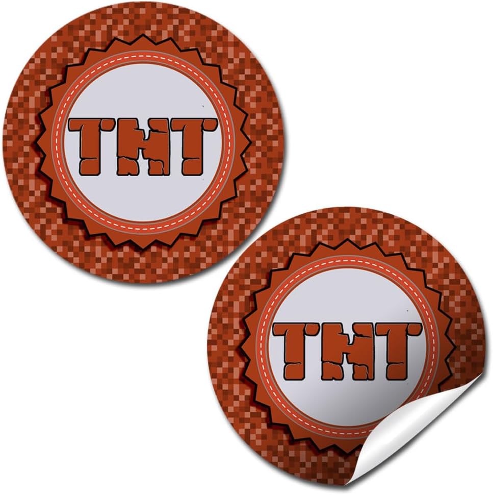 TNT Stickers, 40 Pack 2-Inch Dynamite Stickers, TNT Labels for Pixel Gaming Party Favors, Goodie Bags & Envelope Seals by Amanda Creation