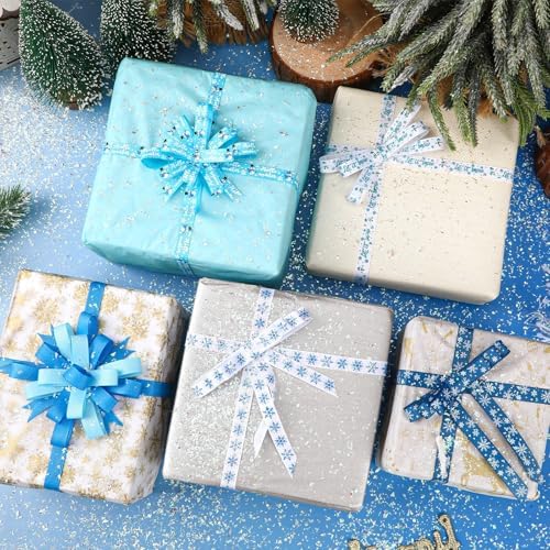 DECYOOL Winter Ribbons for Gift Wrapping, 6 Rolls 60 Yards Christmas Ribbon