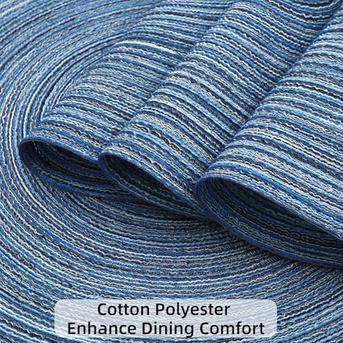 SHACOS Round Braided Placemats Set of 12 Circle Place Mats Cotton Polyester Kitchen Table Mats for Dining Table Wedding Party Decor (Blue Gray, 12)