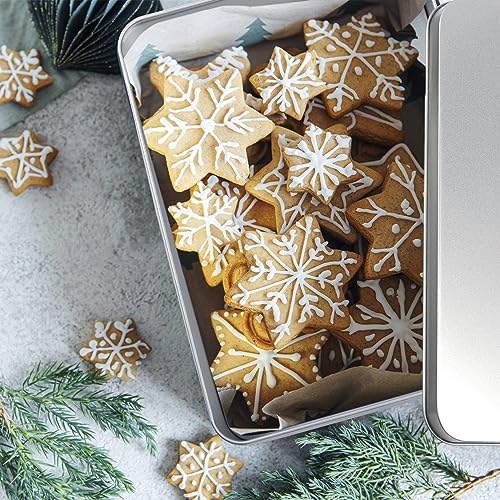 Coobbar Empty Metal Tins Box with Lid,3 Pack Metal Tins Cans Storage Container for Treats, Gifts, Candle, Favors and Crafts, Silver (8.6 x 6.3 x 2.5 Inches)