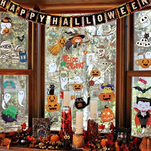 72Pcs Halloween Window Clings, Halloween Window Stickers for Party Decor