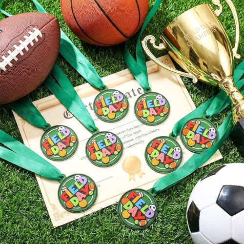 24 Pcs Sport Ball Award Medal Bulk with Ribbon