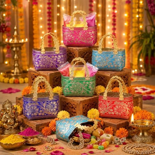 Shinylin 24 Pcs Indian Return Gifts Bags Bulk for Pooja Diwali