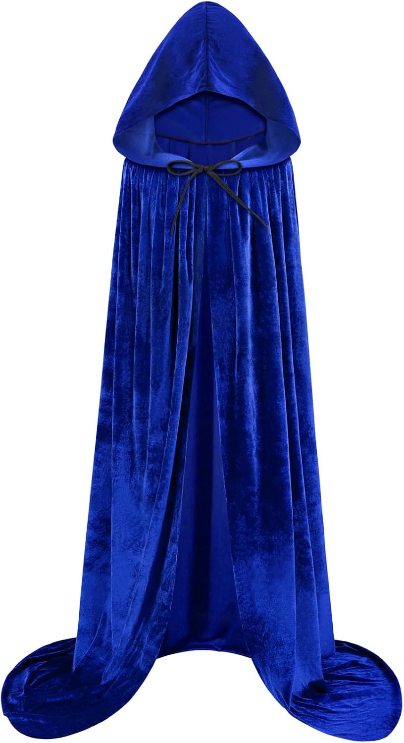 Sarfel Hooded Cloak Velvet Cape with Hood Halloween Capes Women Witch Costume Vampire Cloak Wizard Robe Men Cosplay Costume