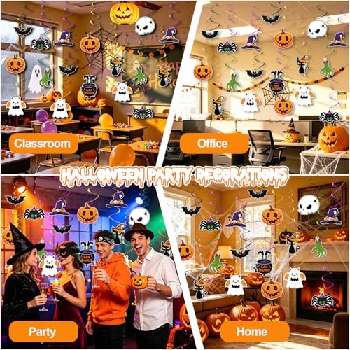 24Pcs Halloween Hanging Swirls Cutout Decorations for Party Ceiling