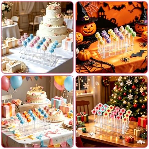 Cake Pop Stand 18 Holes Lollipop Display Stand，Clear Cake Pop Display Holder，Acrylic Candy Pop Holde for Sticks Under 0.2 inch (5mm) Diameter