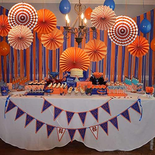 6-Pack Orange Party Decorations, Hanging Paper Fans Wall Decor