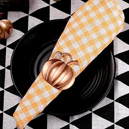 Patelai 6 Pieces Fall Pumpkin Napkin Rings Thanksgiving, Bronze