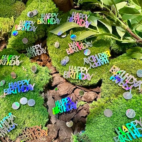 Birthday Confetti for Table Decor, Glitter Happy Birthday Table Confetti, 270 PCS Iridescent Party Decorations