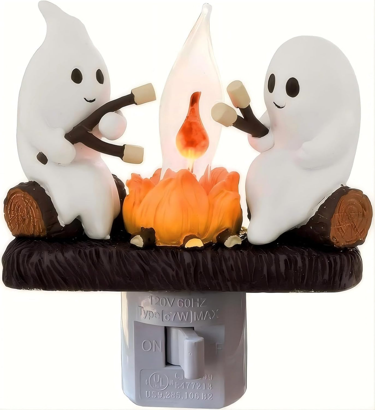 Ghosts Roasting Marshmallows Night Light, Halloween Nightlight Plug In Lamp