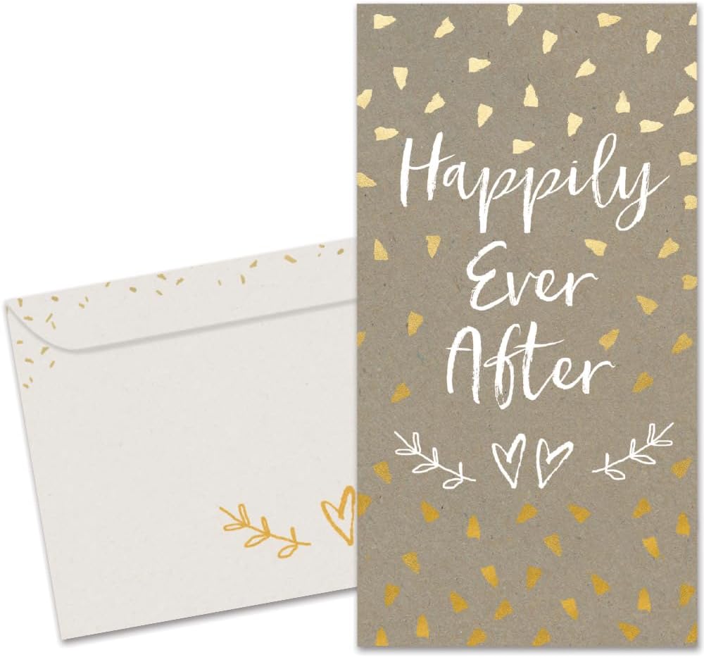 Tree-Free Greetings - Wedding Money Holder Greeting Card - Artful Designs - 1 Money Holder Card + Matching Envelope - Made in USA - 100% Recycled Paper - 3.7 x 7 - Happily After Today (ZO70241)