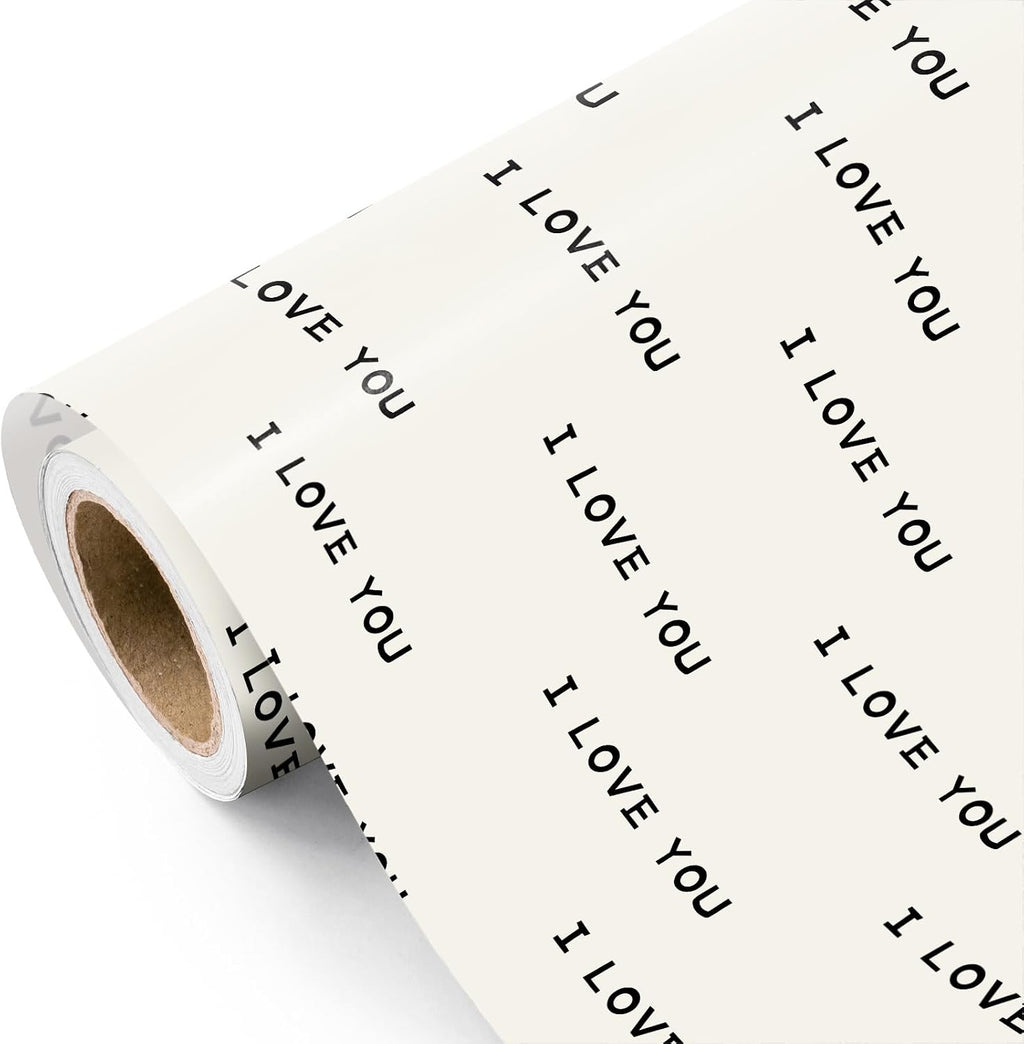 WRAPAHOLIC Valentines Day Wrapping Paper Roll - Mini Roll - 17 Inch x 16.5 Feet - I Love You Wrapping Paper for Valentine's Day, Anniversary, Wedding, Birthday