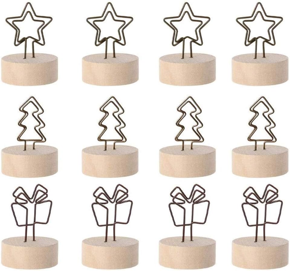 YBB 12 Pcs Christmas Place Card Holders, Picture Memo Note Photo Clips
