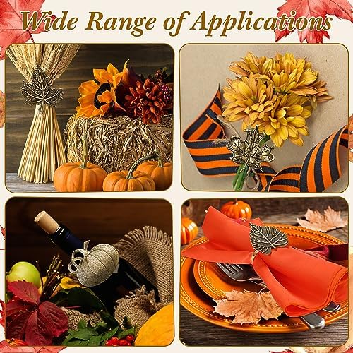 8 Sets Fall Thanksgiving Napkin Rings and Cloth Napkins, Pumpkin