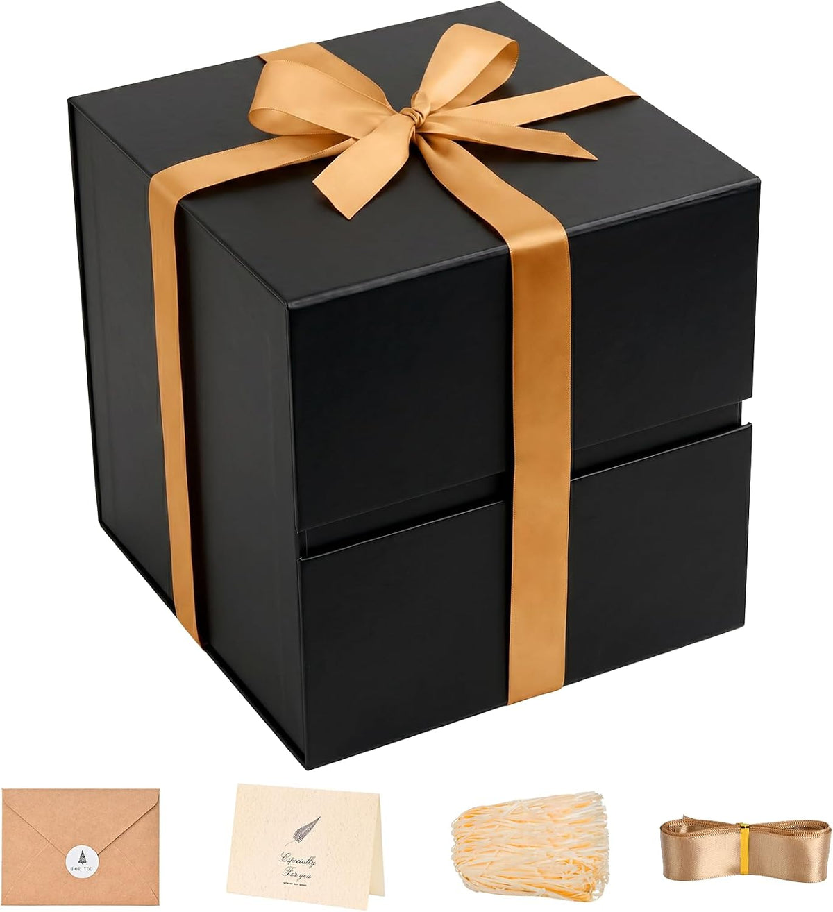 LIFELUM Black Gift Box for Birthday with Magnetic Lid, 10.2"x10.2"x10.2"