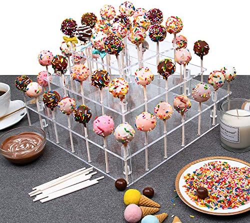 YestBuy Cake Pop Display Stand For Drying, 56 Hole Cake Pop Holder , 3 Tiered Lollipop Holder For Party Candy Bar Dessert Table